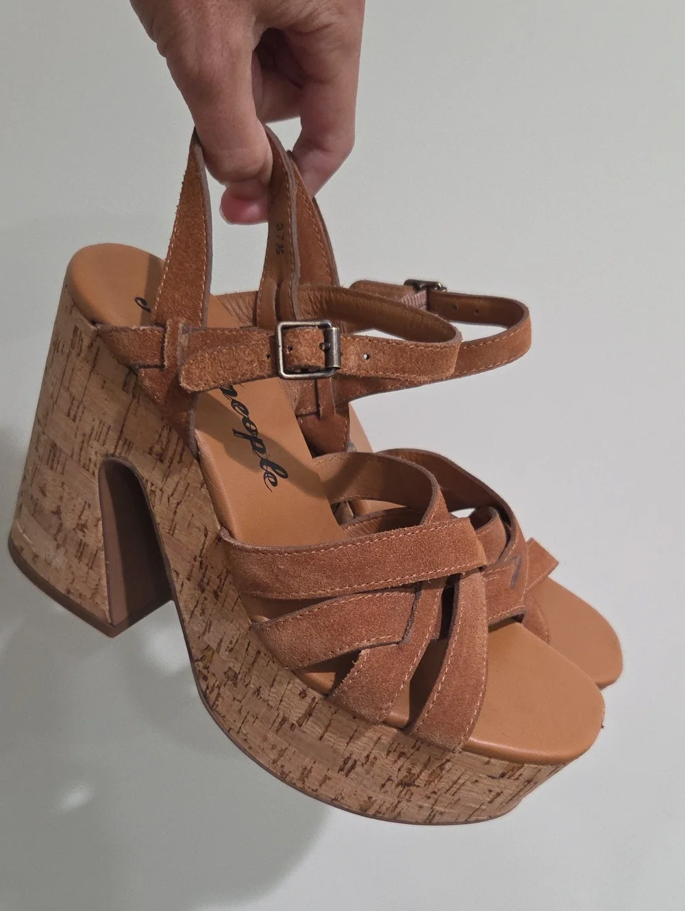 Free People Lisbon MJ Platform in Brandy Suede Size 7 37.5 EUC